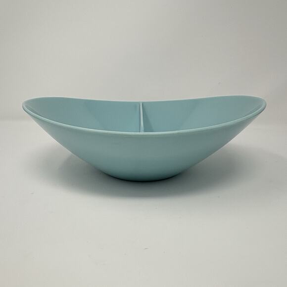 Fostoria Melamine Oval Divided 10" Dish Bowl Baby Blue MCM Vtg Granny Core Retro - Picture 2 of 5